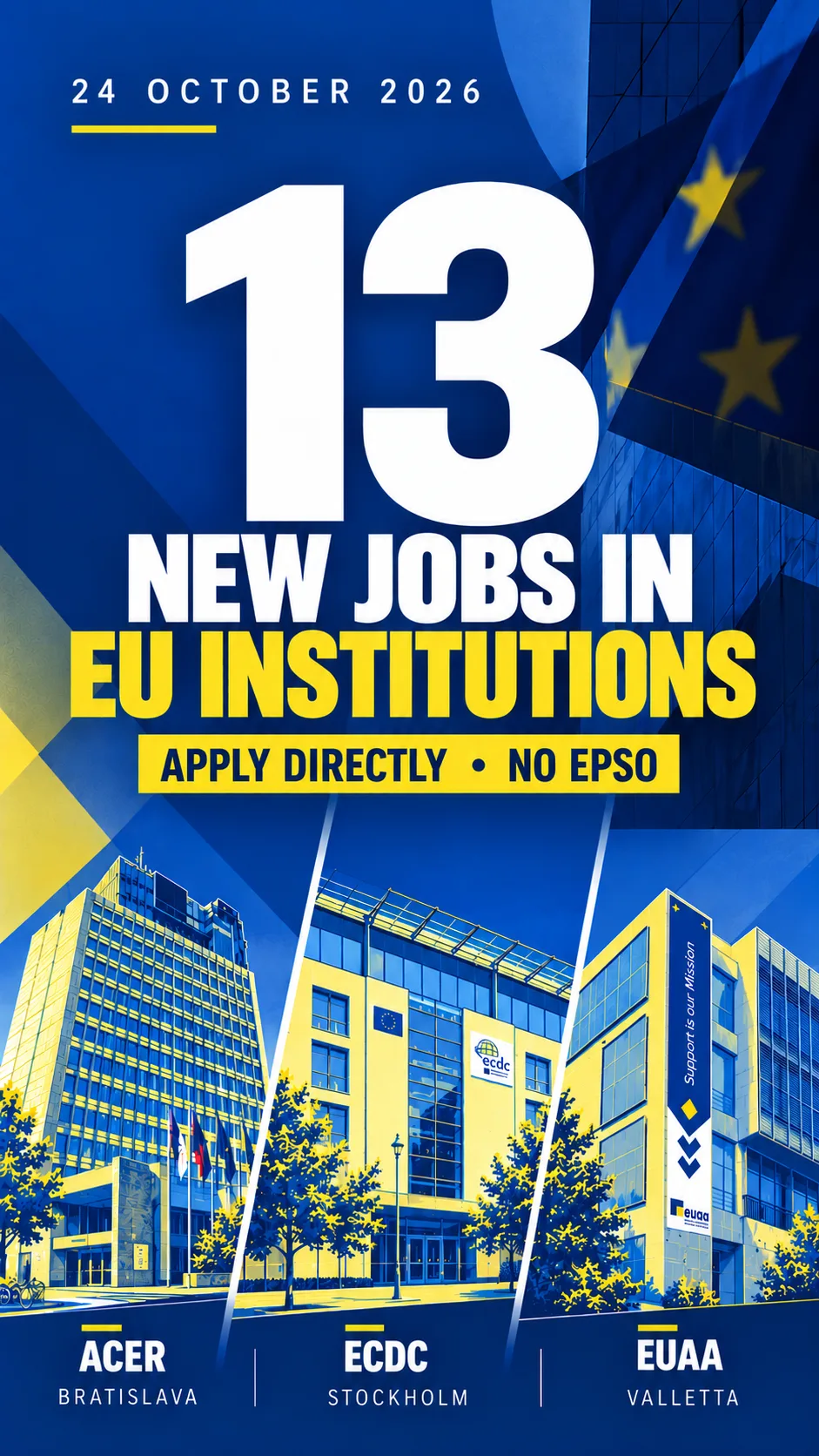 13 NEW EU institutions VACANCIES (no epso) 24/10/26