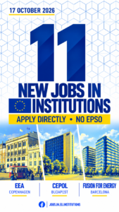 17 october - 11 new jobs in EU institutions