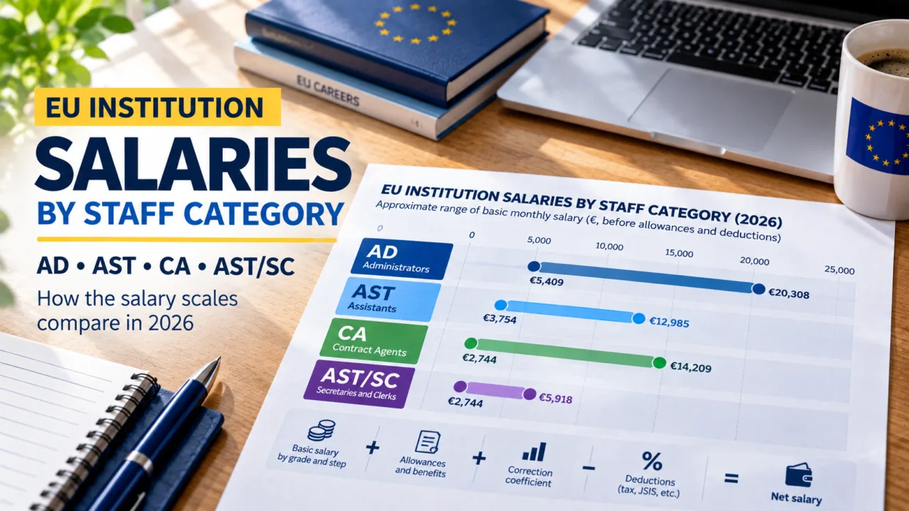 Comparison of salaries by contract type - AD AST CA AST-SC