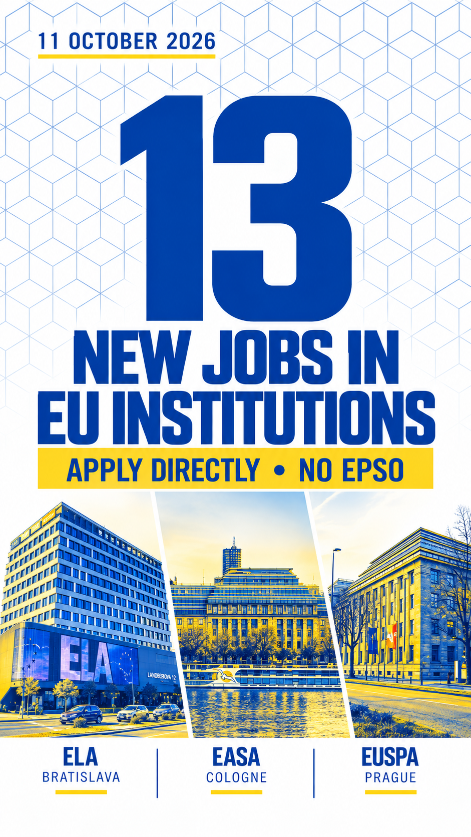 13 NEW EU institutions VACANCIES with zero epso 11/10/26