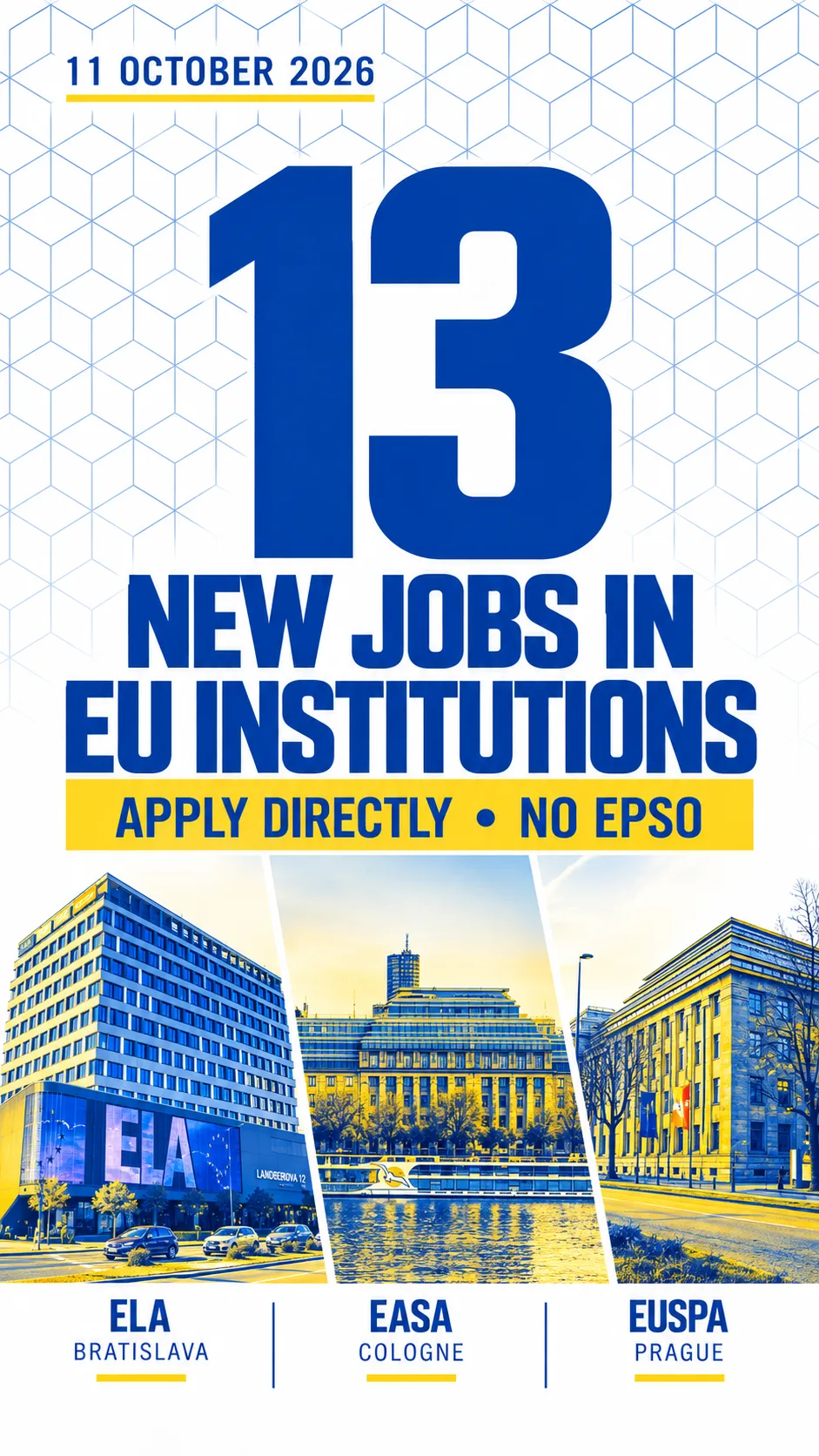 13 NEW EU institutions VACANCIES with zero epso 11/10/26