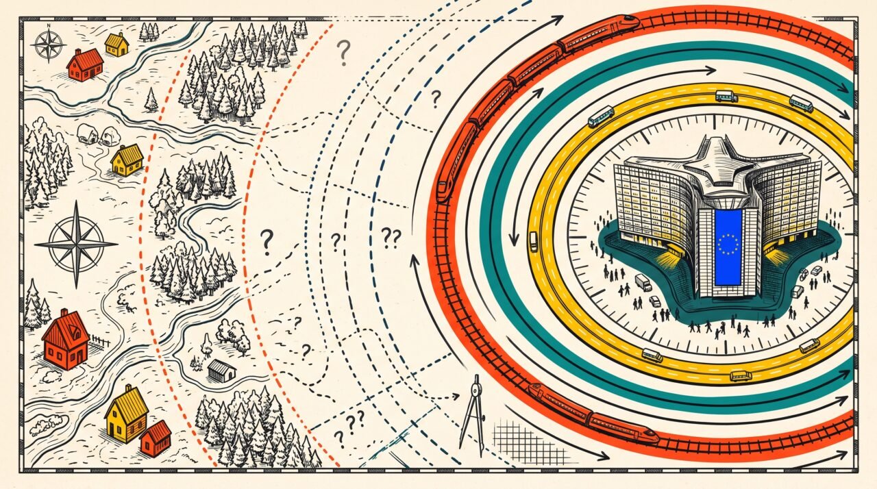 Illustration for an article about working remotely in EU institutions